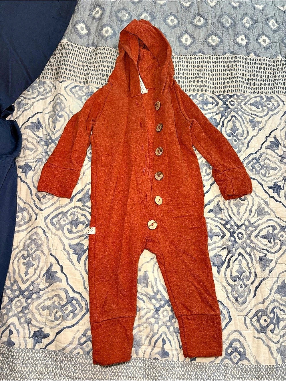 Childhoods Clothing Hooded Romper in Burnt Orange